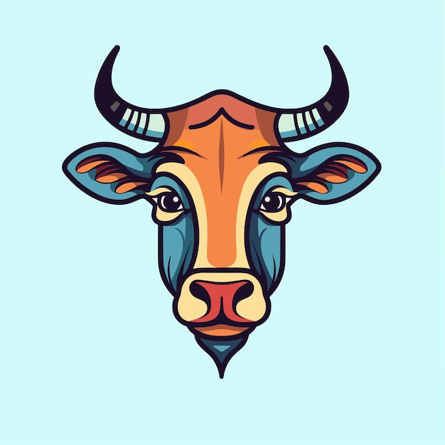 Cow head emblem simple logo icon label template Vector illustration