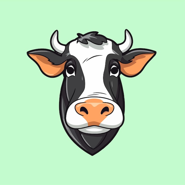 A cow head on a green background