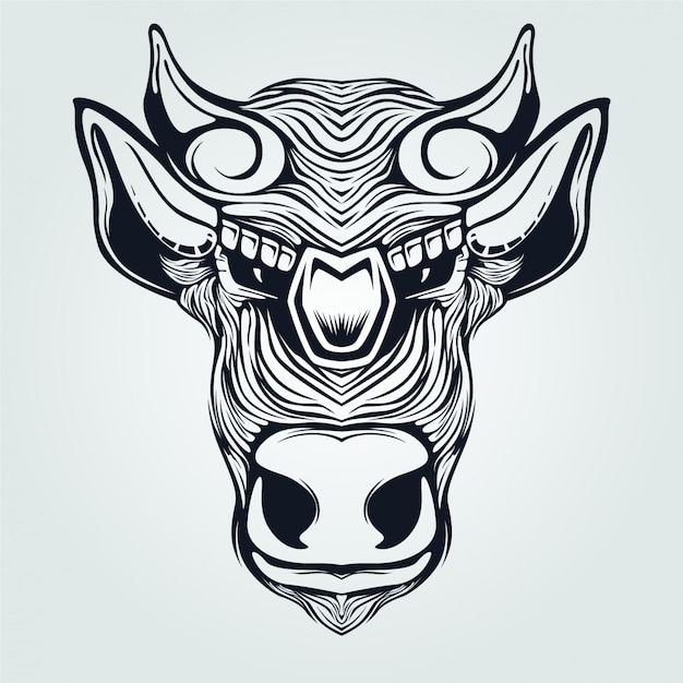 cow head line art