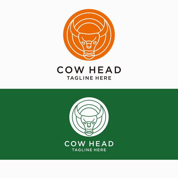 Cow head logo design icon template