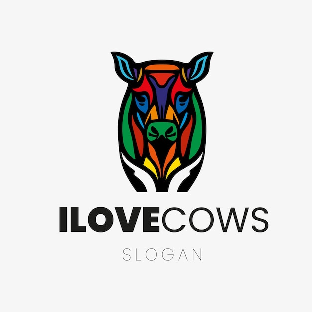 Cow head logo design template