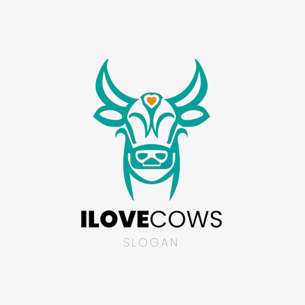 Cow head logo design template