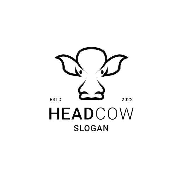 Cow Head Logo with Line Art Style