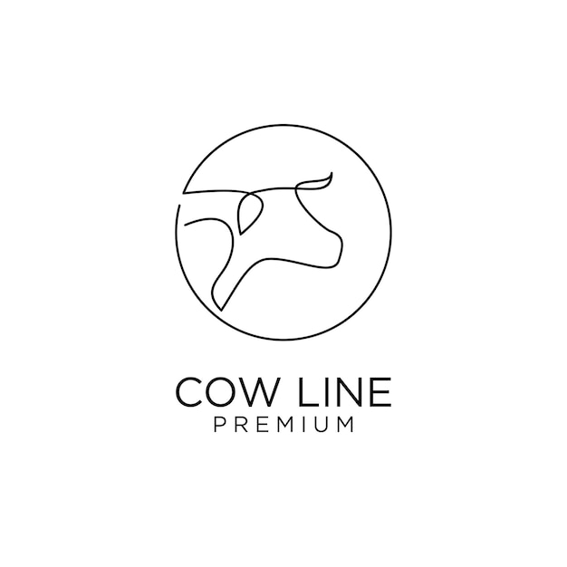 Cow head single line vector logo illustration minimalist black linear sketch isolated