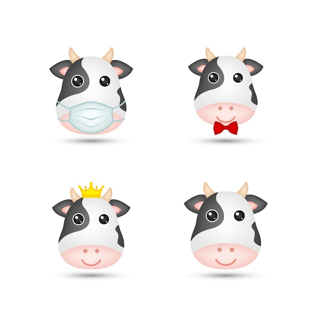 Vector cow head on white background