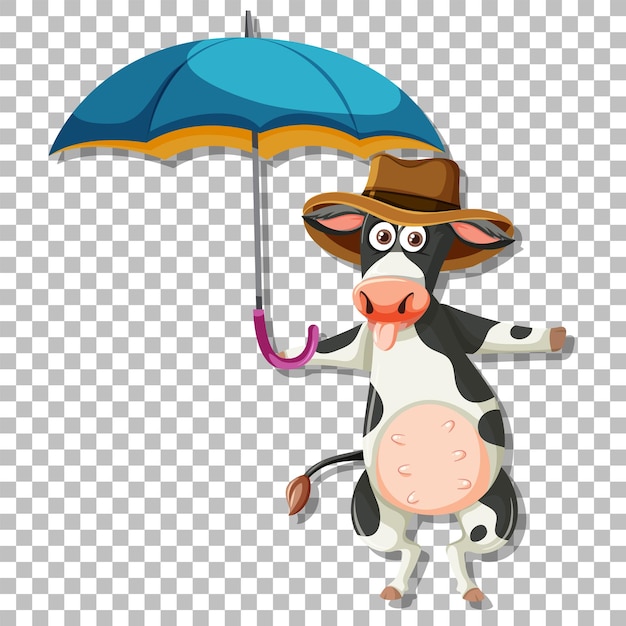 Cow holding an umbrella