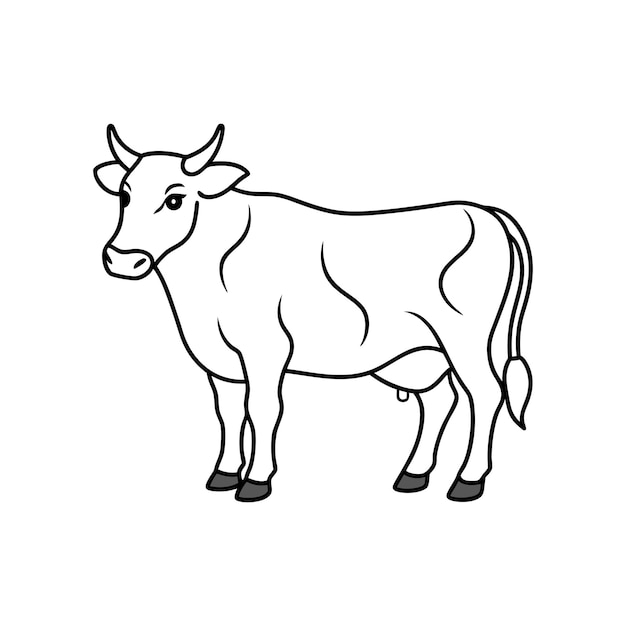 Cow line art Logo Icon Silhouette Vector illustration design