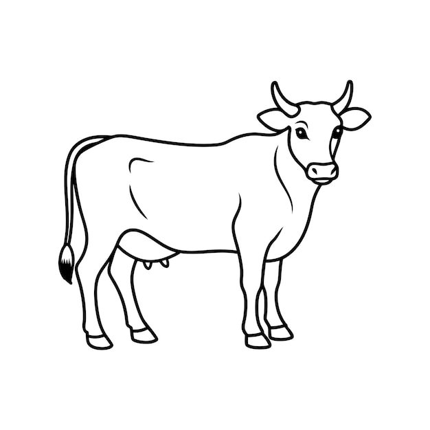 Cow line art Logo Icon Silhouette Vector illustration design