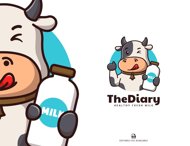 Cow Milk Logo Icon Flat Style