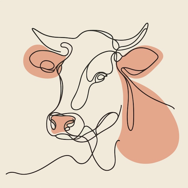 Vector cow one line art vector