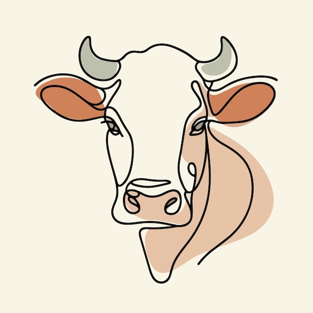 Vector cow one line art vector