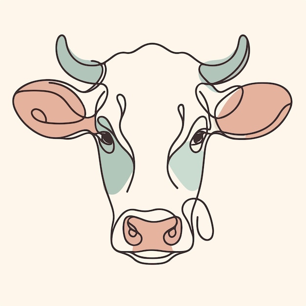 Vector cow one line art vector