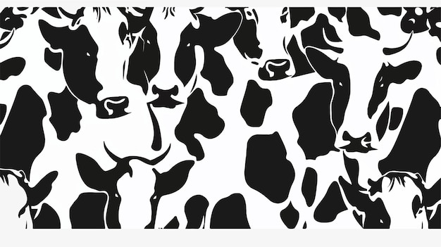 Vector cow print seamless pattern black and white animal background