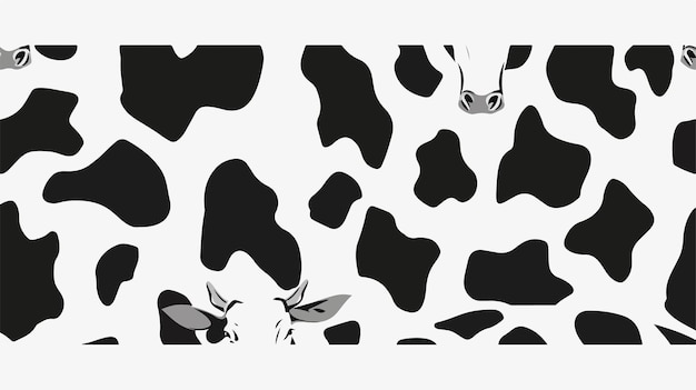 Vector cow print seamless pattern black and white animal background