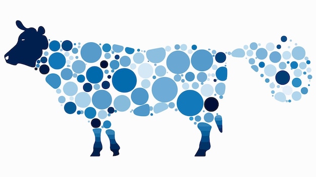 Vector cow relations mosaic filled circles various sizes