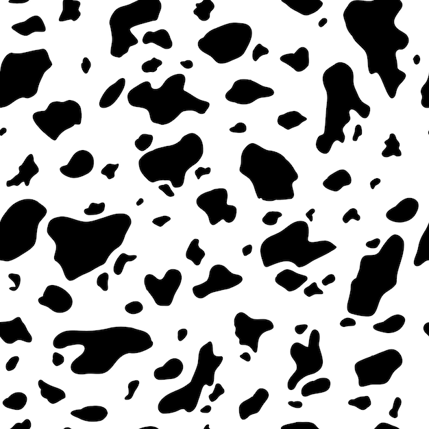 Cow seamless pattern Black cartoon spots Dalmatin or moo skin Vector print