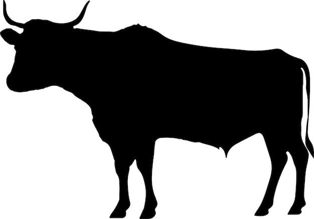 Cow Silhouette illustration Vector White Background