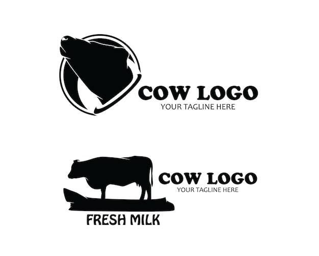 Cow silhouette logo collection set