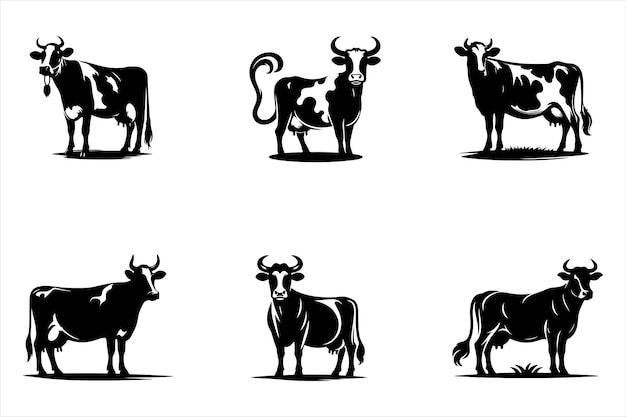 cow silhouette vector style designcow silhouette icon illustration with white background