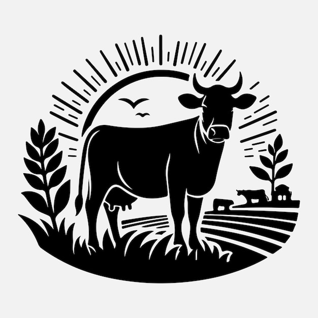 cow silhouette vector style designcow silhouette icon illustration with white background