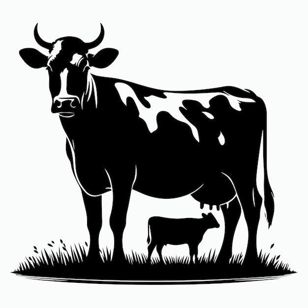 cow silhouette vector on white background