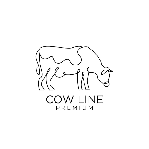 Cow single line vector logo illustration minimalist black linear sketch isolated on white background