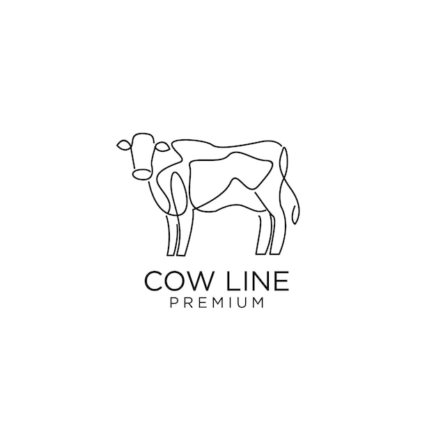 Cow single line vector logo illustration minimalist black linear sketch isolated on white background