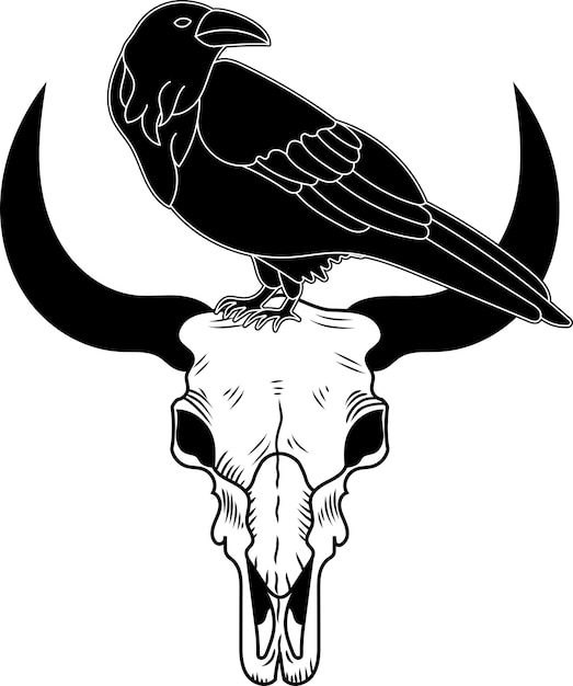 Cow skull Boho style Animal skull Vector illustration