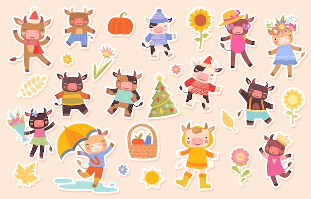 Cow sticker set