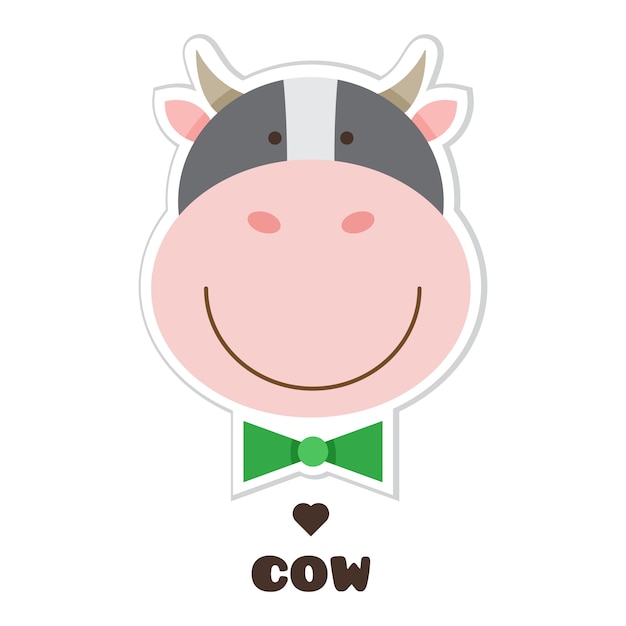 Cow. Sticker. Vector illustration.