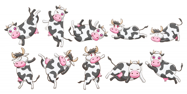 Cow vector set clipart design