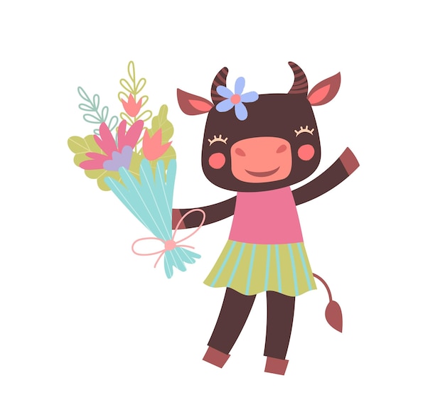 Cow with bouquet