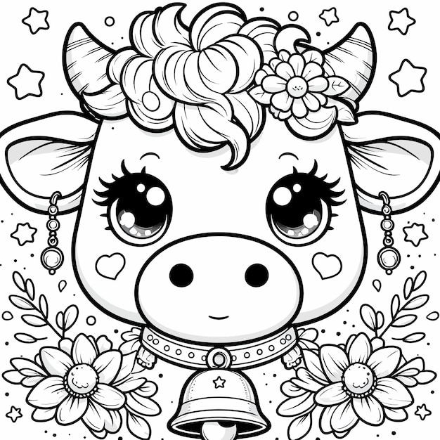 Vector a cow with flowers on its head and the words quot the cow quot