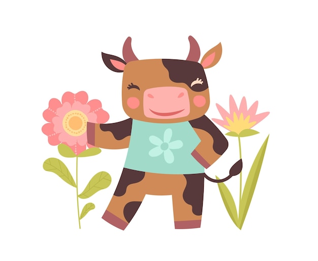 Cow with flowers