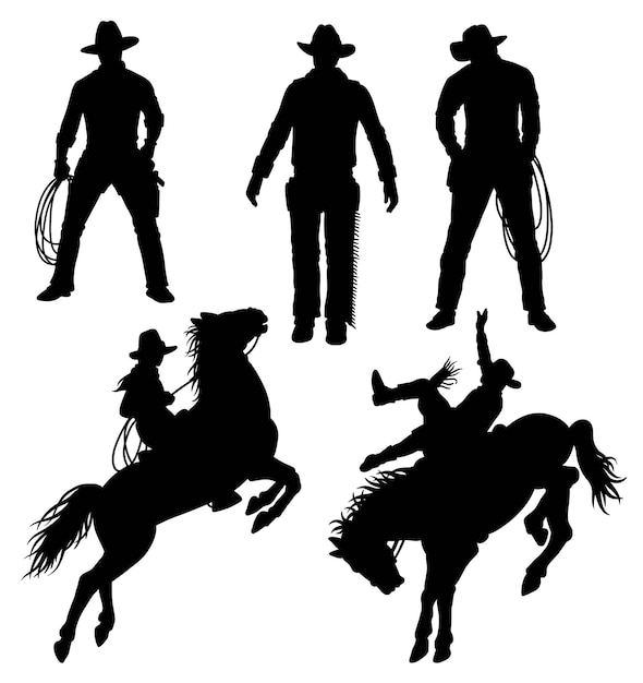 Cowboy action pose silhouette