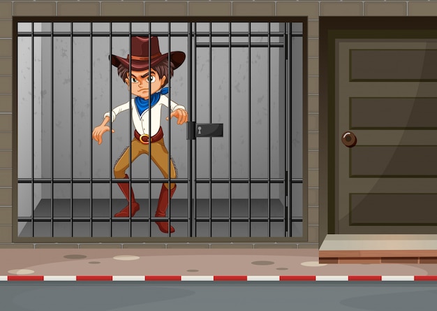 Cowboy being locked in jail