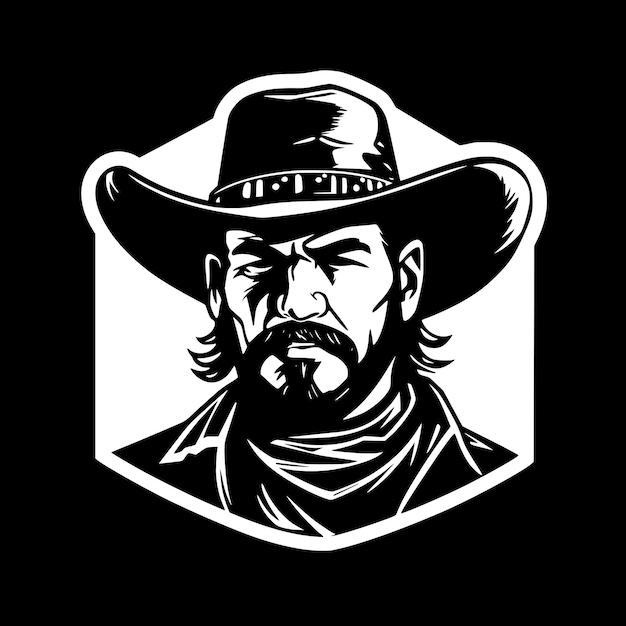 Cowboy Black and White Isolated Icon Vector illustration