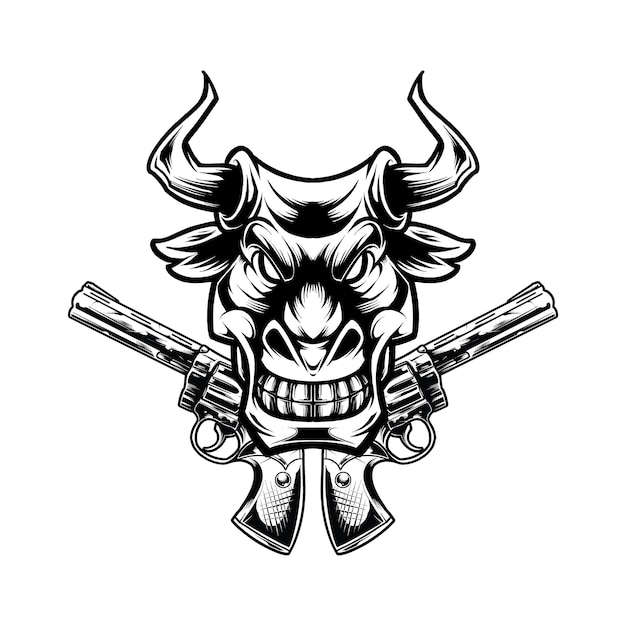 Cowboy bull illustration concept