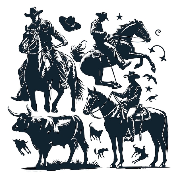 cowboy and cowgirl vector vector bundle File