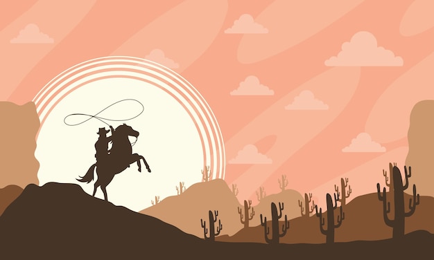 cowboy in the desert scene poster