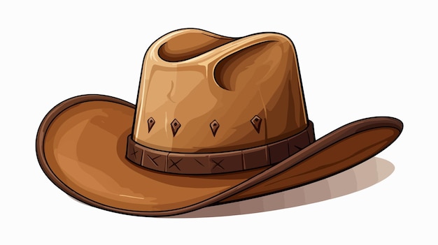 Cowboy Hat Cartoon Vector Illustration Isolated White