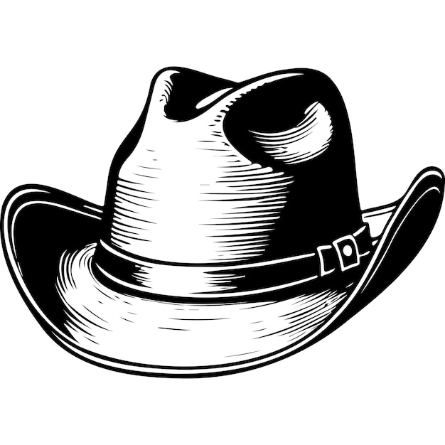 cowboy hat of hand drawn line illustration transparent background