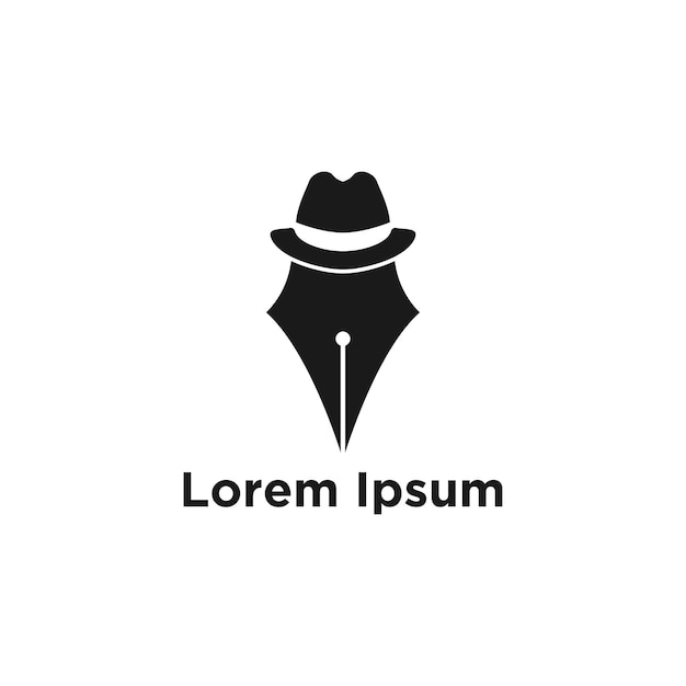 Cowboy hat pen vector logo icon design illustration