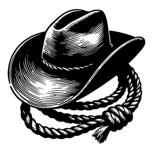 Vector cowboy hat and rope