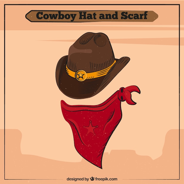 Vector cowboy hat and scarf