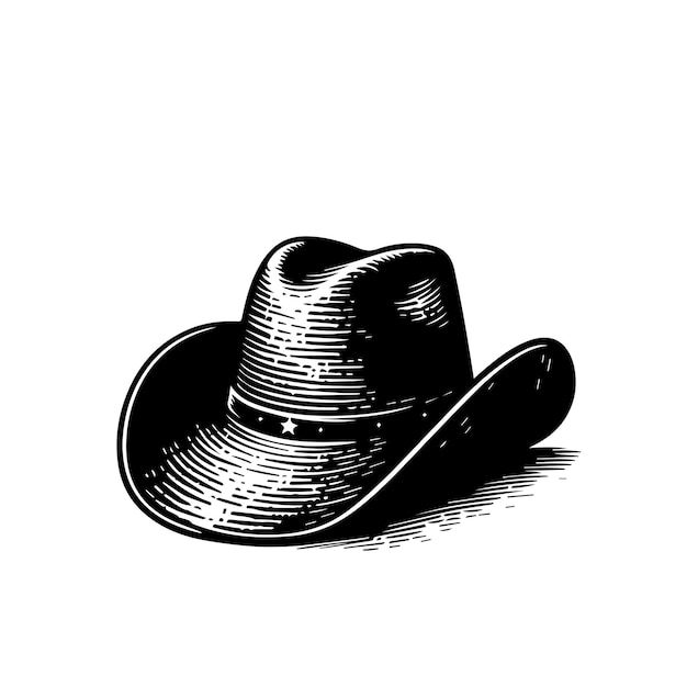 Cowboy hat silhouette Cowboy hat logo icon vector black and white