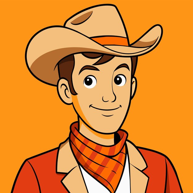 Vector cowboy hat western farmer hand drawn mascot cartoon character sticker icon concept isolated