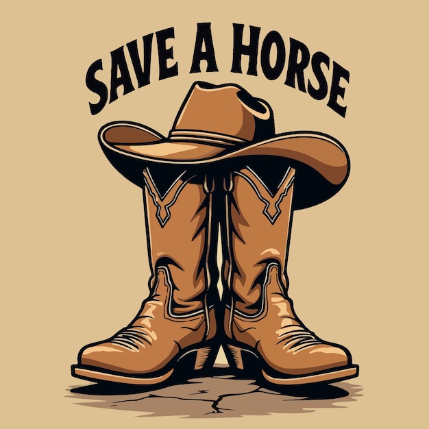 Vector a cowboy hat with a cowboy hat on it that says save a horse