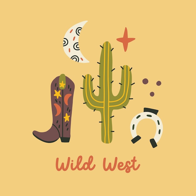 Cowboy Horseshoe Boot Cactus west wild print