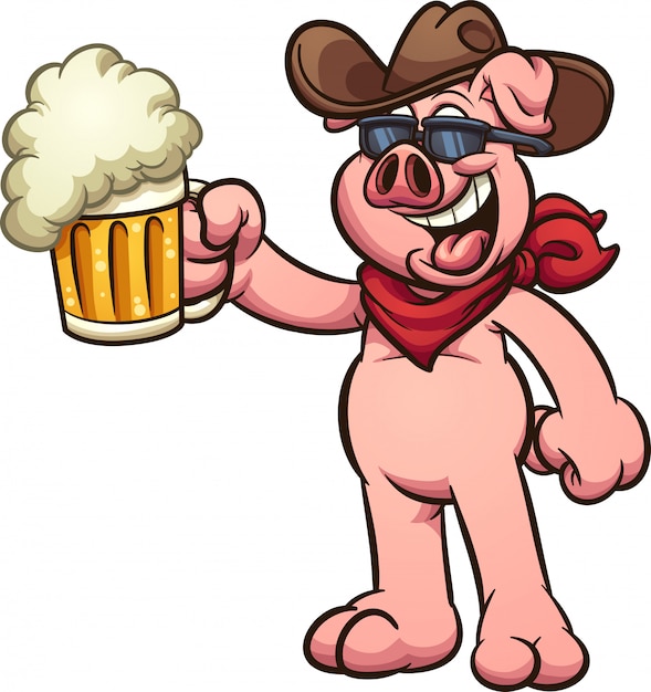 Vector cowboy pig